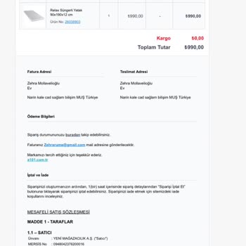 A101 Teslim Edilmeyen Ürün