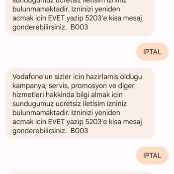 Vodafone Reklam Tanıtım SMS'leri