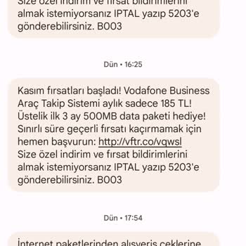 Vodafone Reklam Tanıtım SMS'leri