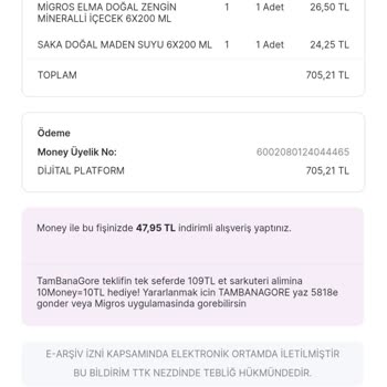 Migros Money Puanımın Yüklenmemesi