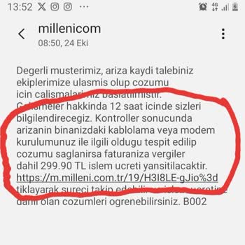 Millenicom'un Haksız 299.9 TL Alması