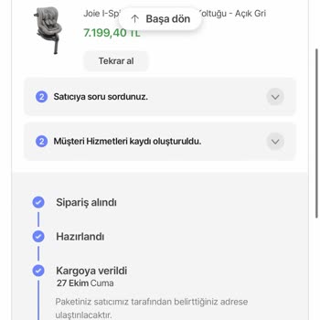 Hepsiburada Oto Koltuğu Aldım Ürünüm İptal Edildi