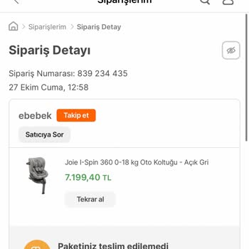 Hepsiburada Oto Koltuğu Aldım Ürünüm İptal Edildi