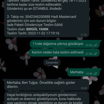 AGT Kurye (aynigunteslim.com) Banka Kartım Elime Ulaşamıyor