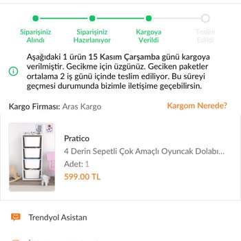 Aras Kargo Dağıtıma Çıkarmayan Ürünüm Hk