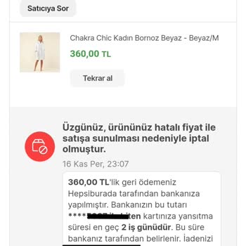 Hepsiburada İndirimli Ürün Sipariş İptali