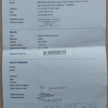 Uğur Soğutma Ürünümün Ayıplı Ve Aynı Özellikleri Taşımayan Ürün İle Değiştirilmesi