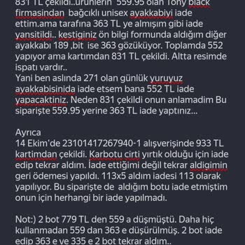 FLO Ayakkabı FLO Da Faturaları Mutlaka Kontrol Edin. İade De Eksik Ödeme Yapıyorlar