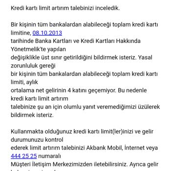 Akbank Kredi Kartı Limiti Yükselmiyor
