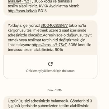 Aras Kargo'nun Kargo Teslim Etmemesi