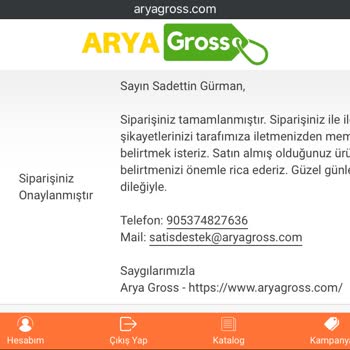 Arya Gross Satın Aldığım Telefon Gönderilmedi!
