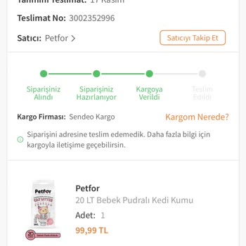 Sendeo Kargo Teslimat Edemedi