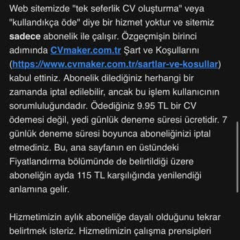 Cvmaker.com.tr Yanıltıcı Fiyat Şikayeti