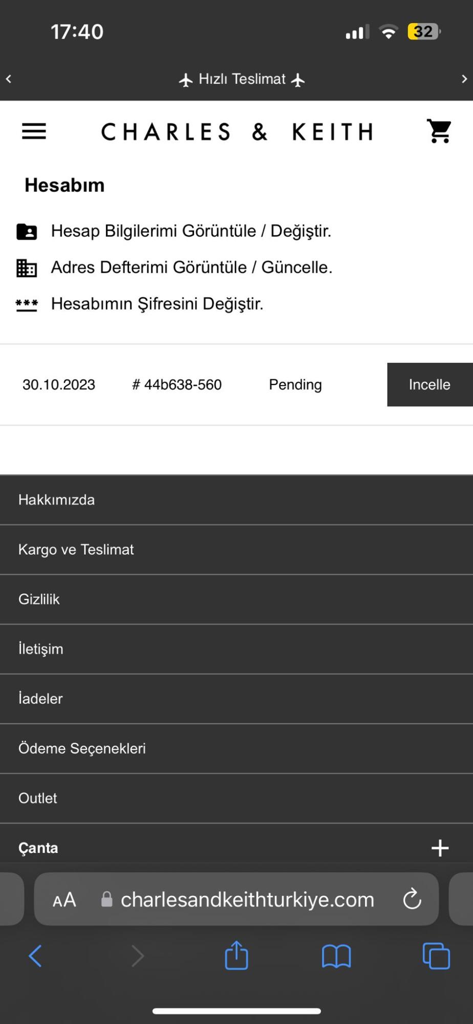 Charles&Keith Charles And Keith Türkiye Sayfası Şikayetvar