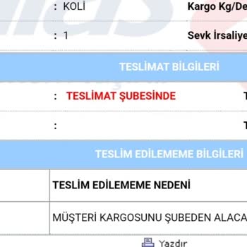 Aras Kargo Perge Şubesi Kargomu Dağıtıma Çıkarmıyor.