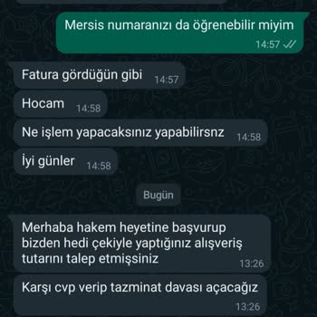 NOMARC Firma Tarafından Psikolojik Tehdit Ve Yalan Beyan İçeren Mesajlar.