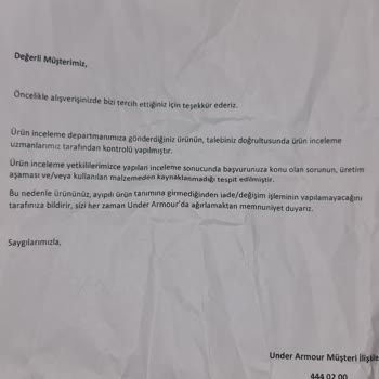 Under Armour Ürünün Kalitesi Ve Garanti İşlemleri