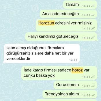 Horoz Lojistik Trendyol'dan Aldığım Halıları İade Edemiyorum