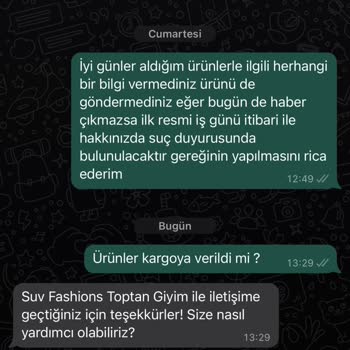 Tüketici Hakları Derneği Suv Fashions Toptan Ürün Aldım Ama Gönderilmedi Cevap Vermiyorlar