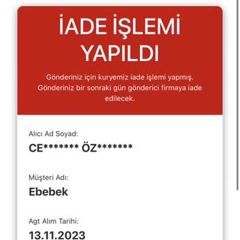 AGT Kurye Kafasına Göre İade Giriyor!