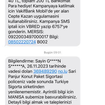 VakıfBank Sarı Panjur Konut Sigortası Poliçe Yenilenmesini İstemiyorum
