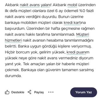 Akbank Nakit Avans Hüsranı