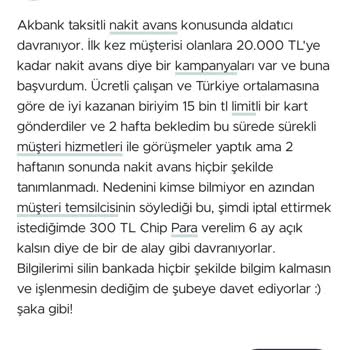 Akbank Nakit Avans Hüsranı