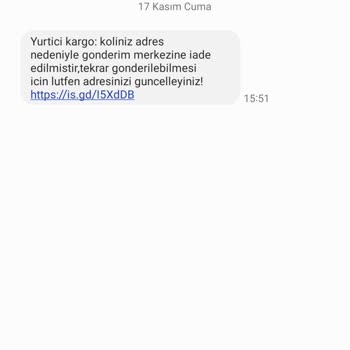 PTT Tarafından Kargo Adı Altında Gelen Mesaj