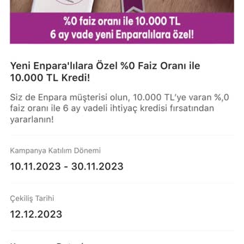 Enpara Faizsiz Kredi Vermedi