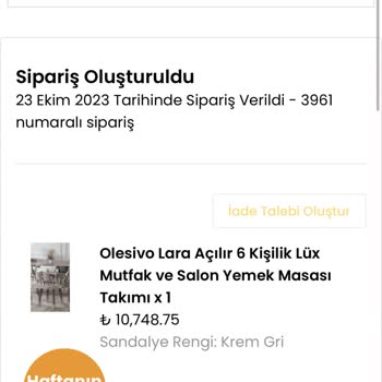 Olesivo Mobilya Ürün Teslimatı Ve Ücret İadesi