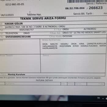 İnce Hesap Onvo Ov55500 TV Kırık, Hasarlı Çıktı. İade Talep Ediyorum