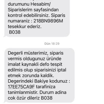 SC Sarvin Siparişimi Kendi İptal Etmesine Rağmen Parayı İade Etmiyor