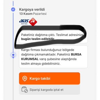 Aras Kargo Büyükorhan İlçesinde Adrese Teslim Yapmıyor