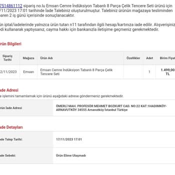 N11'den MNG Kargo İle Teslim Alamadığım Siparişin İadesi