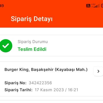 Migros Yemek Burger King Siparişimi Teslim Etmedi.