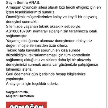 Armağan Oyuncak Alınan Ürünü Kafalarına Göre İptal Ediyorlar