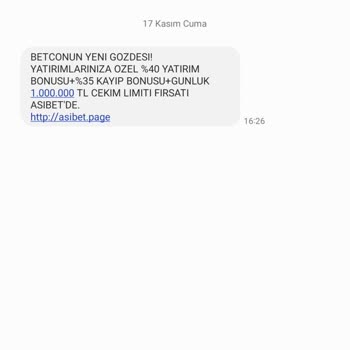 Asibet SMS Almak İstemiyorum