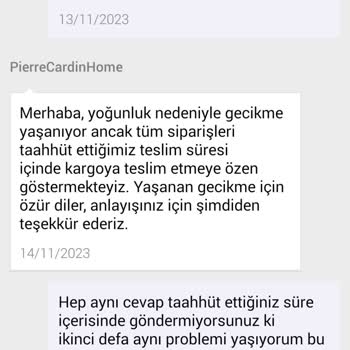 Pierre Cardin Home Pierre Cardin Siparişimi Göndermiyor