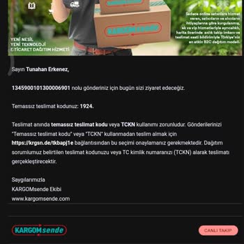 KARGOMsende Kargonun Elime Ulaşmaması