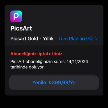 PicsArt Habersiz Yıllık Ücret Çekimi