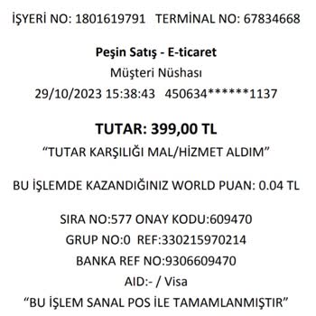 Obilet Kredi Kartımdan Yapılan Harcama
