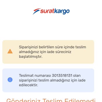 Sürat Kargo Ürünü Gel-al Noktasına Bırakmadan İadeye Göndermiş!