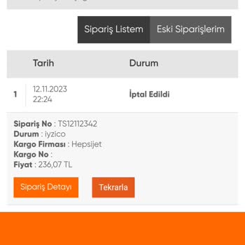 Kangurum.com.tr Siparişim Kargoya Verilmemiş İptal Edildi Yazıyor.