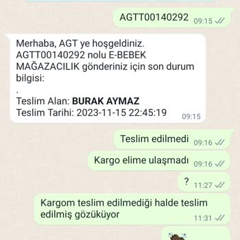 AGT Kurye (aynigunteslim.com) Teslim Edilmediği Halde Teslim Edilmiş Kargo