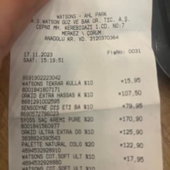 Watsons Çorum'a Şikayet Kasa