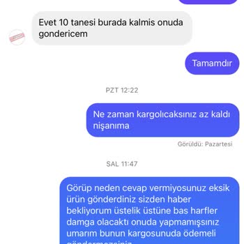 Paradisegiftevent (Instagram) Eksik Ürün Gönderimi