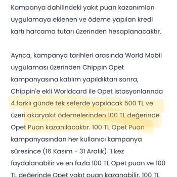Chippin Kampanya Başlığı Ve Kampanya Detayının Birbiriyle Uyuşmaması.