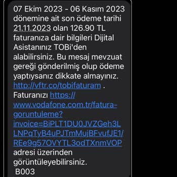 Vodafone Taahhütlü Mobil Faturamı Üçüncü Kez Değiştirmesi