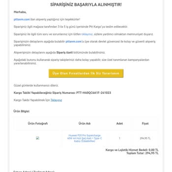 Epttavm Sahte Huawei Süper Şarj Cihazı