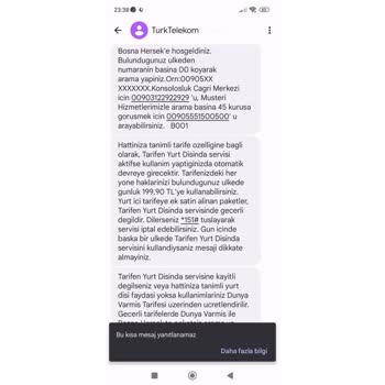 Türk Telekom Yurt Dışı Fazla Ücret Faturası